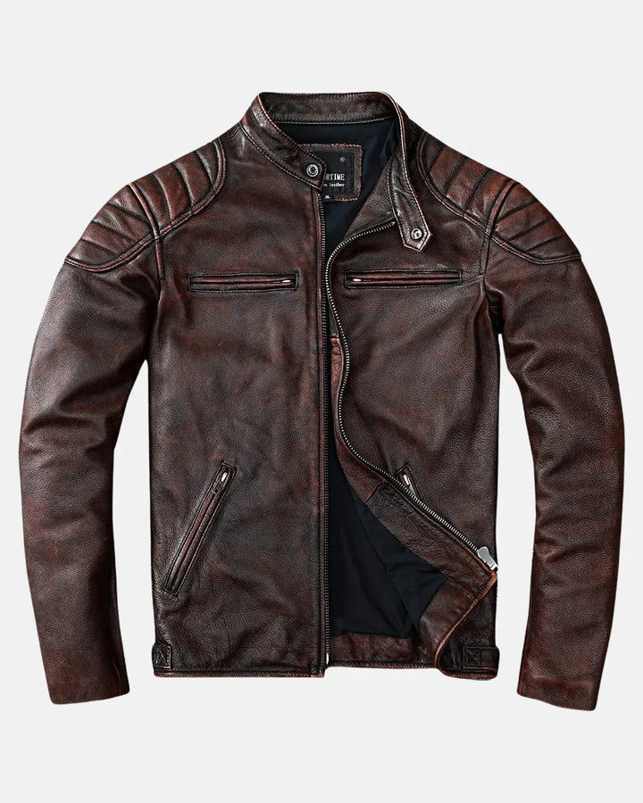 Liam | Structured Leather Jacket with Vintage Patina