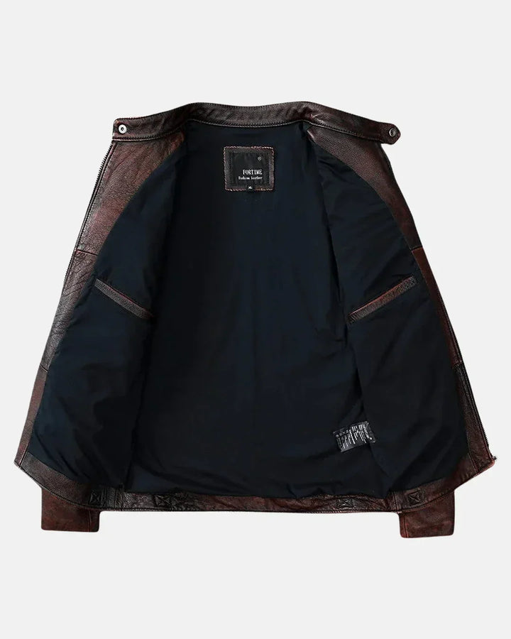 Liam | Structured Leather Jacket with Vintage Patina