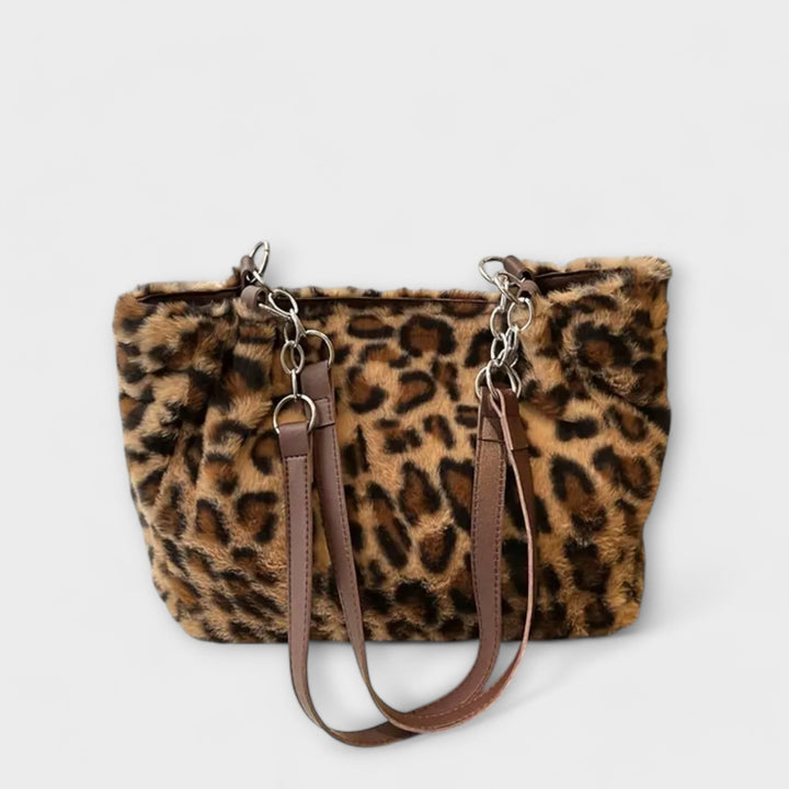 Mika™ Trendy Leopard Print-Inspired Tote in Soft Faux Fur