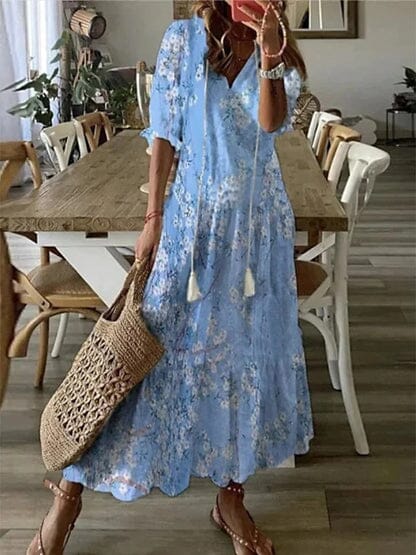 Ava Elegant Boho Dress with Tummy Cover