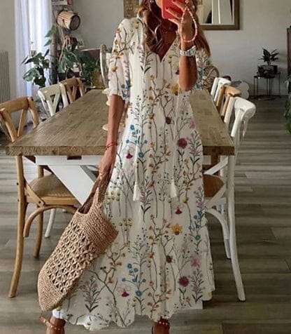 Ava Elegant Boho Dress with Tummy Cover